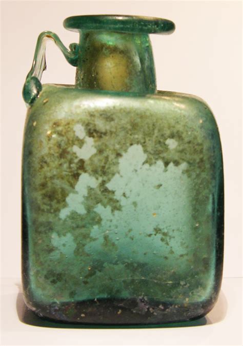 Ancient Roman Glass Four Cornered Green Vessel With Handle Catawiki