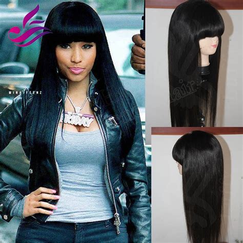 Thick Chinese Bangs Brazilian Silky Straight Virgin Hair Full Lace