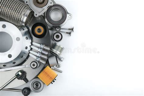 New Car Parts On White Background With Copy Space Stock Photo Image