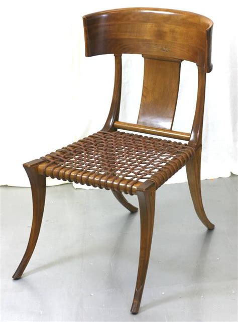 Shown in white perennials® performance textured linen weave with fog contrast piping. T.H. Robsjohn-Gibbings Klismos Chairs by Saridis, Athens ...