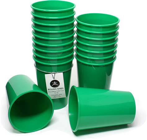 Rolling Sands 12oz Reusable Plastic Kids Cups Green Set Of