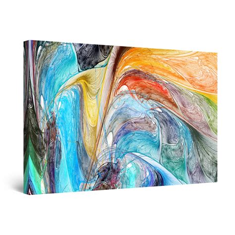 Startonight Canvas Wall Art Multi Color Abstract Waves Painting Framed