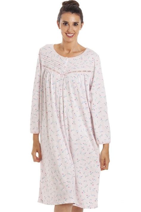 Womens Classic Jersey Long Sleeve Pink Floral Nightdress