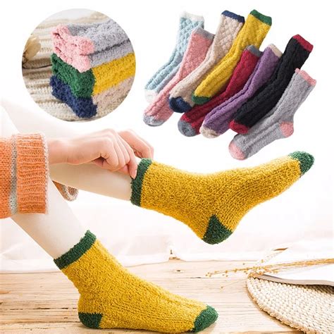 Autumn Winter Coral Fleece Socks Women Socks Mid Calf Length Thickened Warm Floor Socks Home