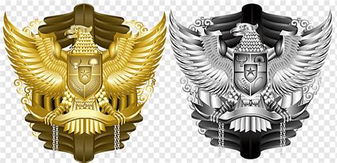 Gold And Silver Emblems National Emblem Of Indonesia Garuda Pancasila