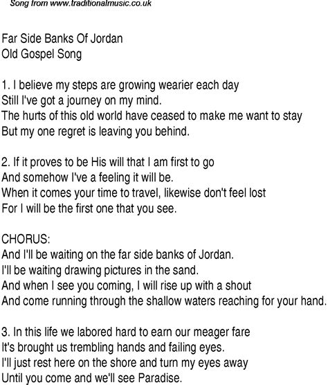 Far Side Banks Of Jordan Christian Gospel Song Lyrics And Chords