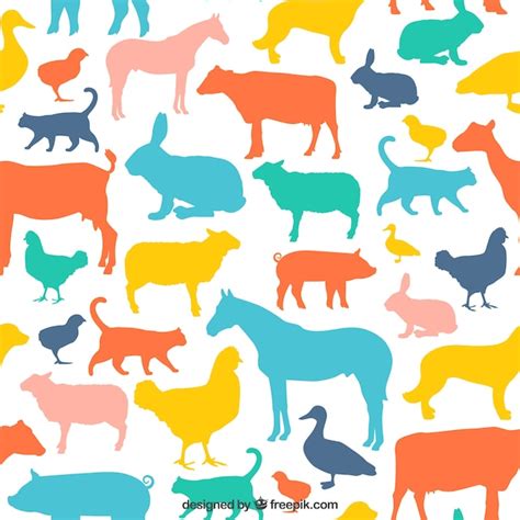 Free Vector Colourful Animal Silhouettes Pattern