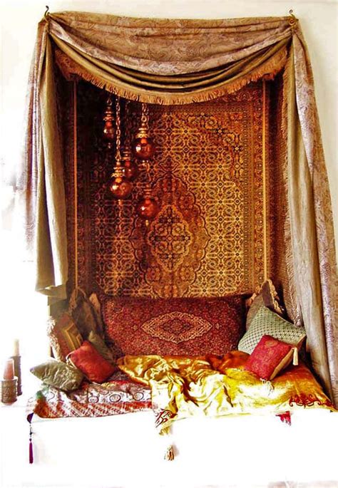 4 corner post bed canopy mosquito net full queen king size netting bed no frame. Moroccan style nook | Moroccan decor, Moroccan bedroom ...
