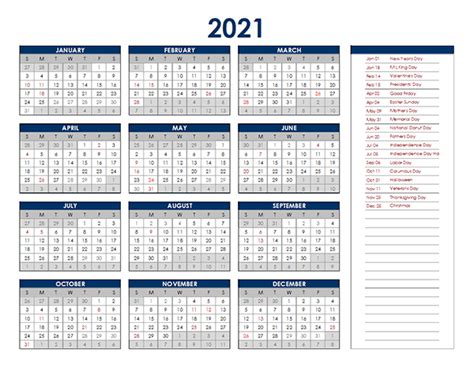 Excel 12 Month Calendar 2021 Free Printable Calendar In Pdf Word And