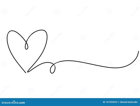 Heart One Line Drawing Symbol Of Love Vector Continuous Hand Drawn