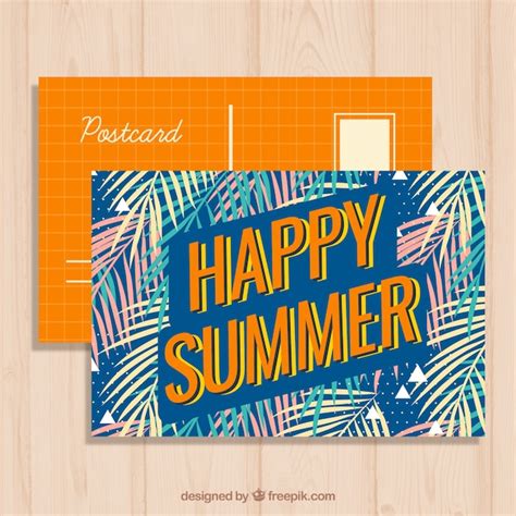 Free Vector Summer Postcard With Palms