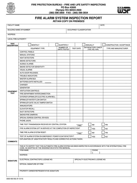 Fire Alarm Inspection Report Template Fill And Sign Printable