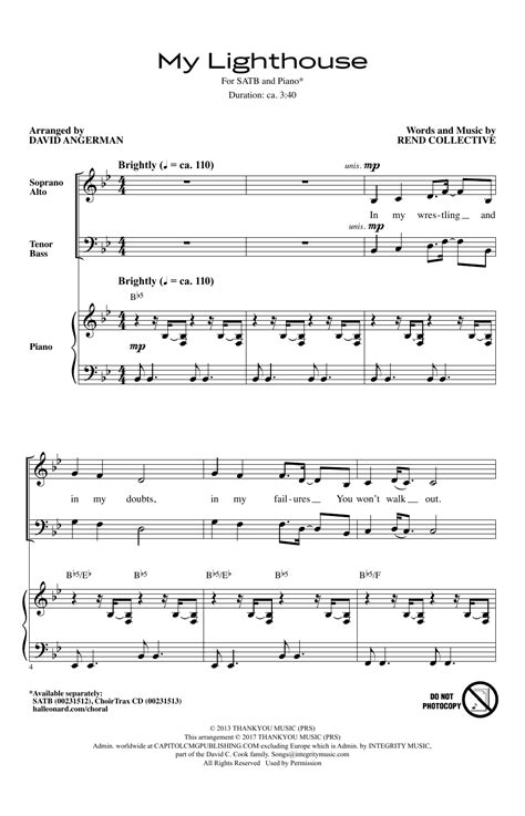 Rend Collective My Lighthouse Sheet Music And Printable Pdf Music