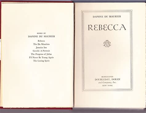Rebecca By Du Maurier Daphne Fine Hardcover 1938 1st Edition