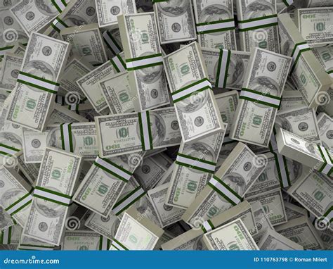 Pile Of 100 Dollar Bill Wads Stock Photo 110763798