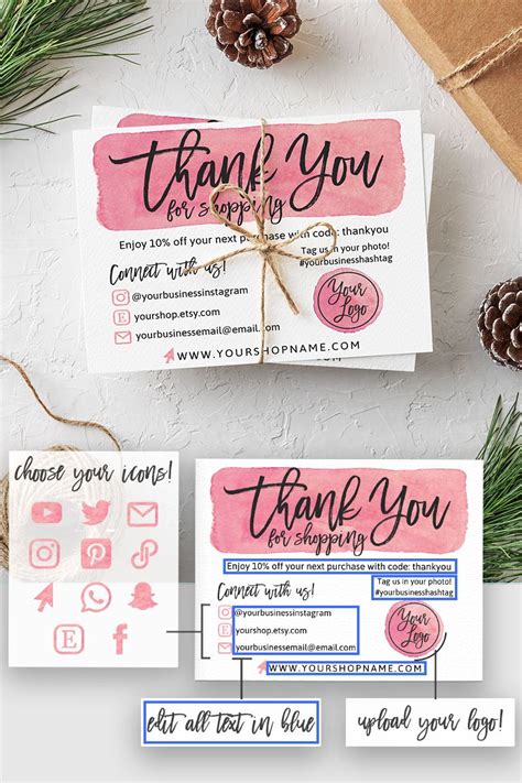These cards are great for any occasion. INSTANT DOWNLOAD Editable and Printable Thank You Card for ...