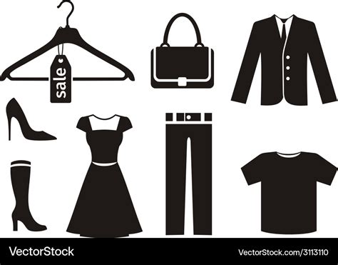 Clothes Icon Set In Black Royalty Free Vector Image