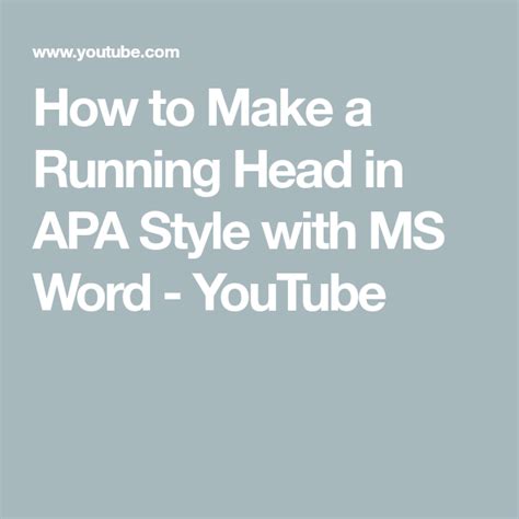 How To Make A Running Head In Apa Style With Ms Word Apa Style Ms