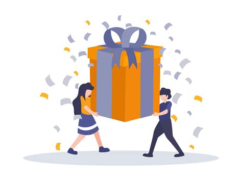 Online Reward Group Of Happy People Receive A T Box Vector