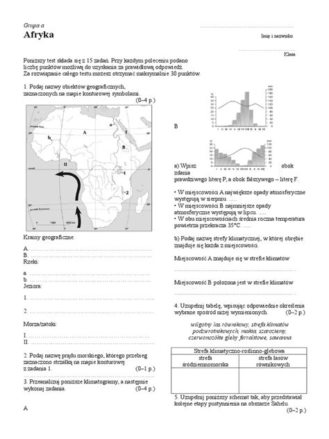 Geografia Sprawdzian Klasa 8 Afryka - Sprawdzian Geografia - Afryka-2