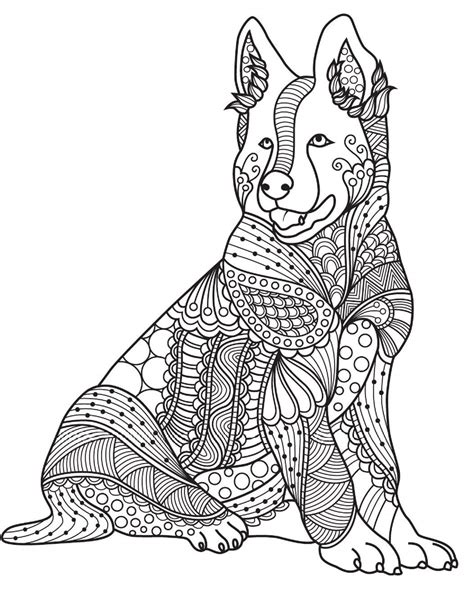 Mandala Dog Sitting Coloring Page Download Print Now