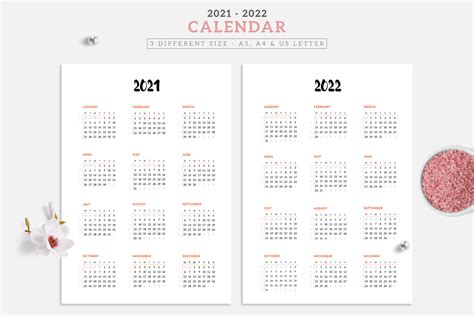Printable Calendar 2021 2022 Graphic By Amitdebnath · Creative Fabrica