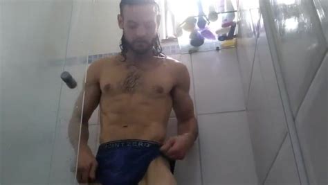 Grantflip Showers In Blue Boxer Briefs