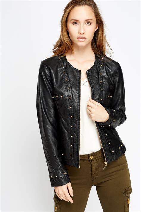Faux Leather Studded Jacket Just 7