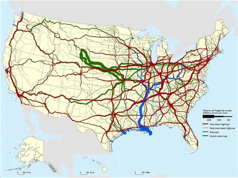 Freight Flows By Highway Railroad And Waterway 2012 Bureau Of