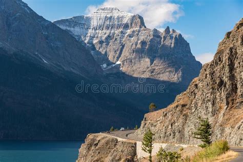 Going To The Sun Road And Saint Mary Lake Glacier National Park Stock