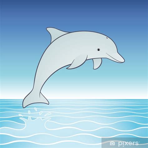 Poster Vecteur Saut Mignon Personnage De Dessin Animé De Dauphin Fr