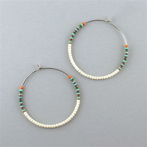 Seed Bead Hoop Earrings Colorful Handmade Jewelry For Women Etsy