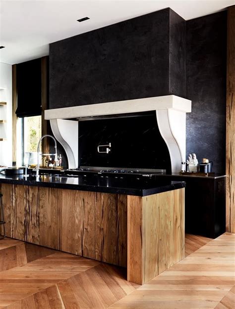 American Oak Veneer Kitchen Cabinets With Black Marble Benchtop Click