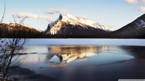 Frozen Mountain Lake Ultra Hd Desktop Background Wallpaper