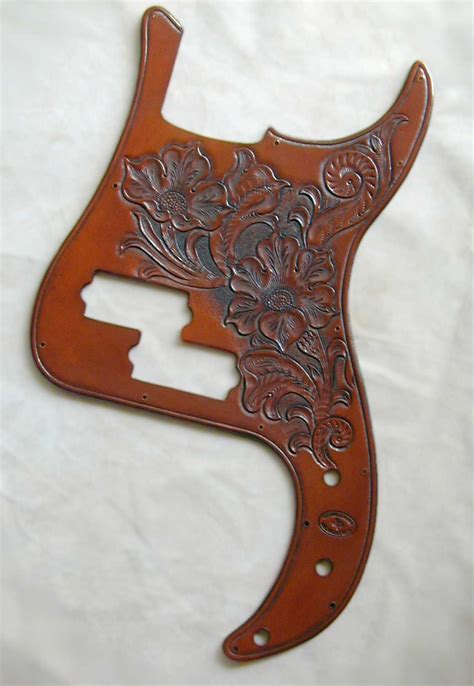 Just Outside Of Dallas New Custom Hand Tooled Western Style P Bass Leather Pickguard