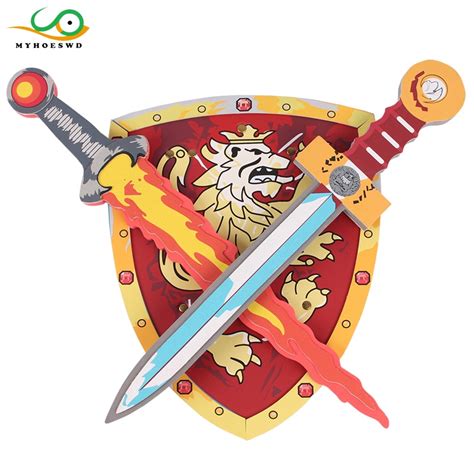 Myhoeswd Cool Weapon Toy Swords Shield Soft Eva Foam Toy Sword For