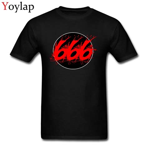 Slim Fit Number Print 666 Cool Mens T Shirts The Beast Black Tees