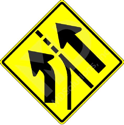 W4-6 Left Entering Added Lane Sign