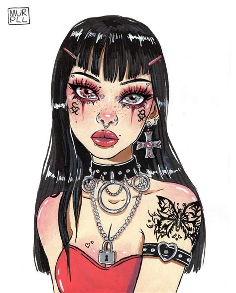 Goth Girl Illustrated Art Print Etsy Art Grunge Art Indie Drawings
