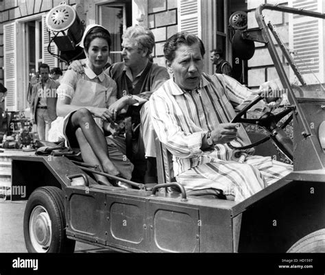 Eleanor Bron Michael Caine And Alfie Bass While Filming Alfie Stock Photo Alamy