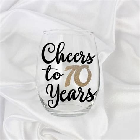 Cheers To 70 Years 70th Birthday T For Women Large Wine Etsy