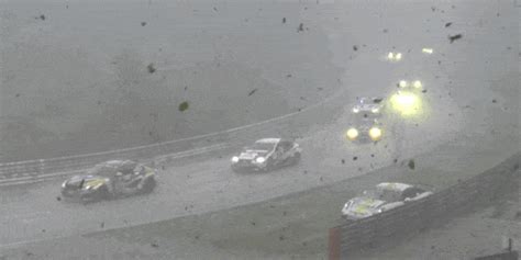 Watch The Nurburgring 24 Devolve Into A Ridiculous Mess During A Hailstorm