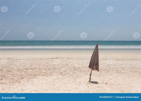 Folded Umbrella On Beach Stock Image Image Of Hotel 64206767