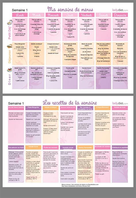 Pingl Par Laulau Sur Programme Sport Et Nutrition Menu Minceur Semaine R Gime Semaine Id E