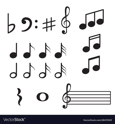 Music Notes Sign Symbols Melody Black Icons Vector Image