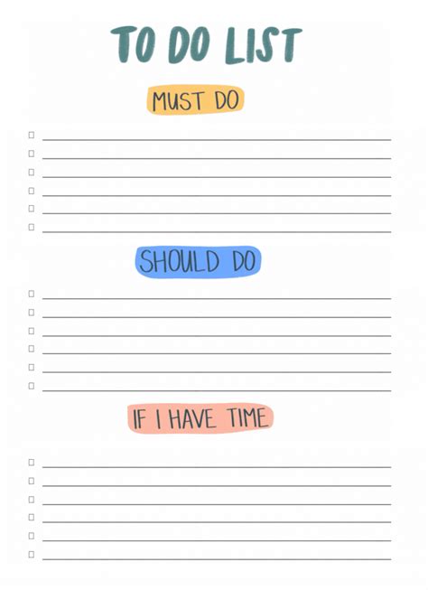 Free Printable To Do Lists To Get Organized