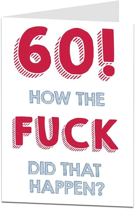60th Birthday Card For Men Women Funny Rude Joke Uk Office