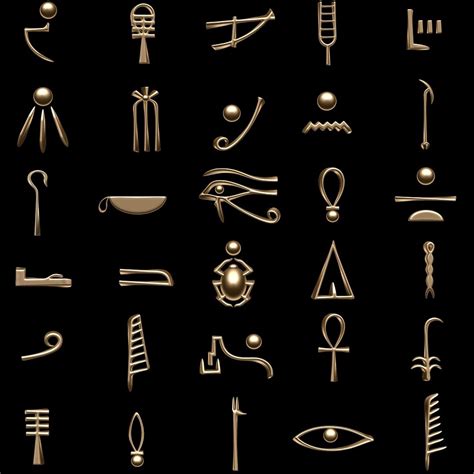 D Model Egyptian Hieroglyphics Symbols Egyptian Hieroglyphics