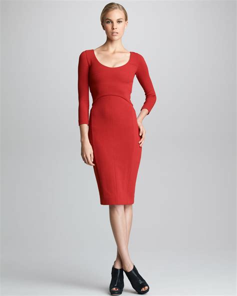 Narciso Rodriguez Braceletsleeve Crepe Jersey Dress Ruby In Red Lyst
