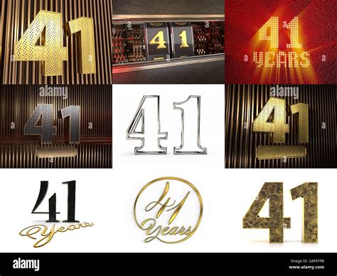 Set Of Number 41 Number Forty One Celebration Design Anniversary